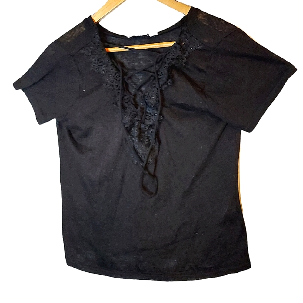 Molly Bracken Lace Ruffles Drawstring Tee size XS